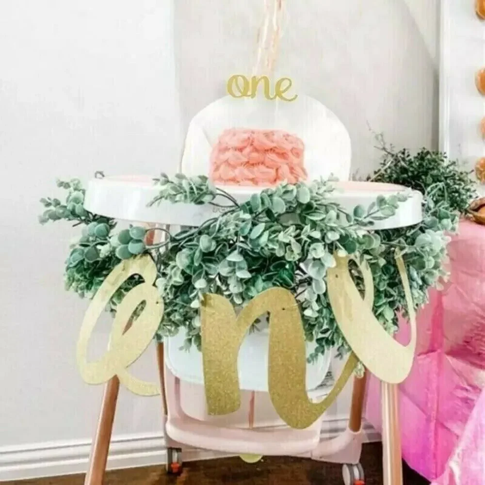 Baby Girl First 1st Birthday Set Lot Party Decorations Balloon Banner Cake Top